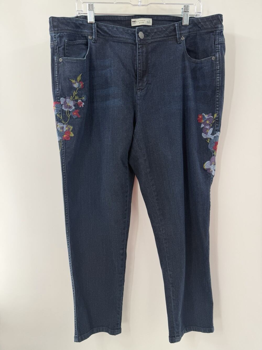 J. Jill Denim Women’s Luna Floral Embroidered Ankle Jeans Dark Wash Size 18